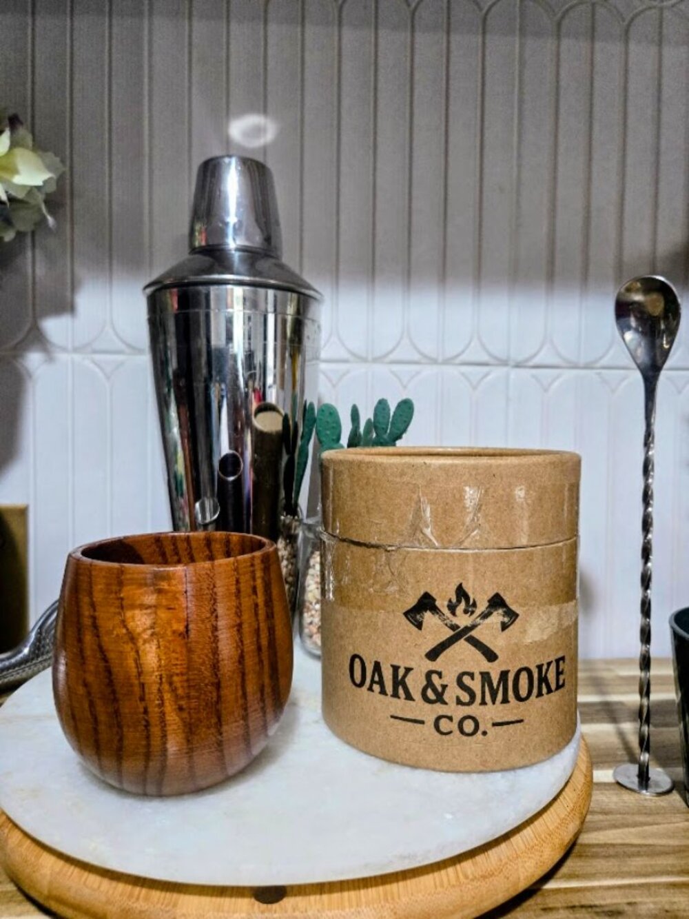 NWT Oak & Smoke Co Handcrafted Wood Whiskey Cup 250ml